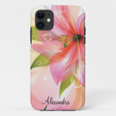 Moderne rosa Blume Abstrakt Monogram Case-Mate iPhone Hülle (Rückseite)