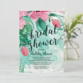 Moderne rosa Blume Brautparty Einladung (Stehend Vorderseite)