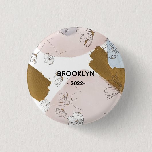 Moderne rosa Blume Button (Vorderseite)