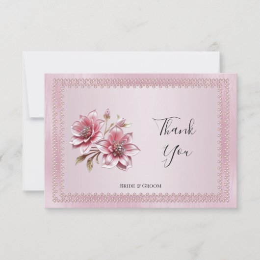 Moderne rosa Blume Danke Karte (Vorderseite)