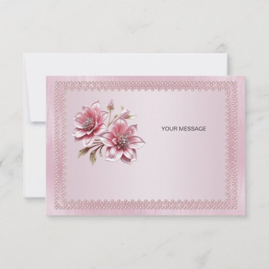 Moderne rosa Blume Danke Karte (Rückseite)