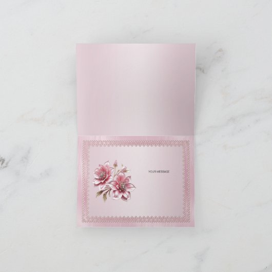 Moderne rosa Blume Danke Karte (Innenseite)