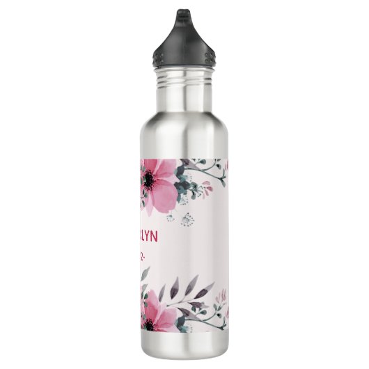 Moderne rosa Blume Edelstahlflasche (Rechts)