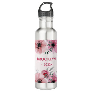 Moderne rosa Blume Edelstahlflasche