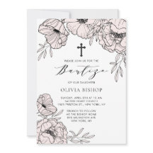 Moderne Rosa Blume Elegante Bautizo