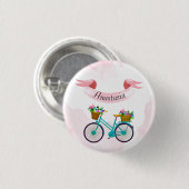 Moderne rosa Blume Fahrräder Button (Vorne & Hinten)