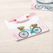 Moderne rosa Blume Fahrräder Rechteckiger Pappuntersetzer (angewinkelt)
