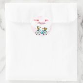 Moderne rosa Blume Fahrräder Runder Aufkleber (Tasche)
