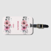Moderne rosa Blume Gepäckanhänger (Vorderseite (Horizontal))