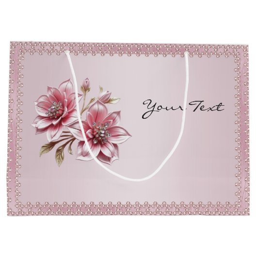 Moderne rosa Blume Geschenktüte (Rückseite)