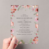 Moderne rosa Blume Hochzeit Acryleinladungen (Insitu (Handheld))