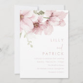 Moderne, rosa Blume Hochzeit Einladung (Vorderseite)