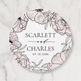 Moderne Rosa Blume Hochzeit Geschenkanhänger