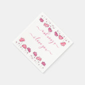 Moderne rosa Blume, ich Liebe Sie Serviette (Ecke)