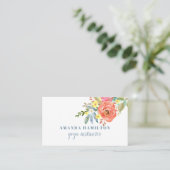 Moderne rosa Blume in blühender Wasserfarbe Visitenkarte (Stehend Vorderseite)