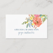 Moderne rosa Blume in blühender Wasserfarbe Visitenkarte (Vorderseite)