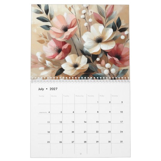 Moderne rosa Blume Kalender (Jul 2027)
