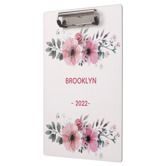 Moderne rosa Blume Klemmbrett (Links)