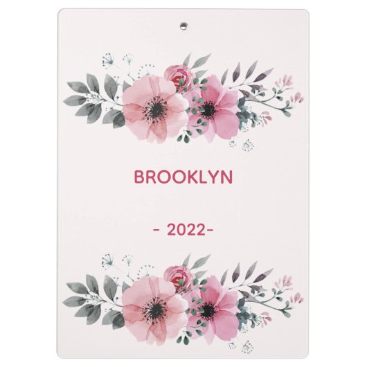 Moderne rosa Blume Klemmbrett (Rückseite)