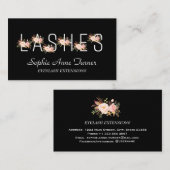 Moderne rosa Blume Letter EyeLash Extensions Visitenkarte (Vorne/Hinten)