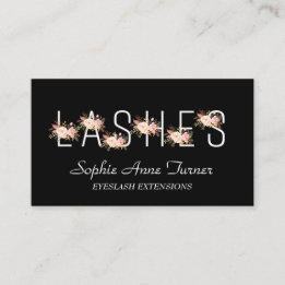 Moderne rosa Blume Letter EyeLash Extensions Visitenkarte