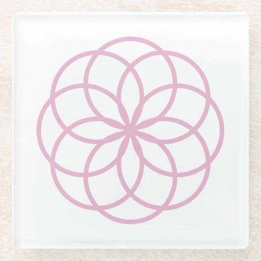 Moderne rosa Blume Mandala Glasuntersetzer (Vorderseite)