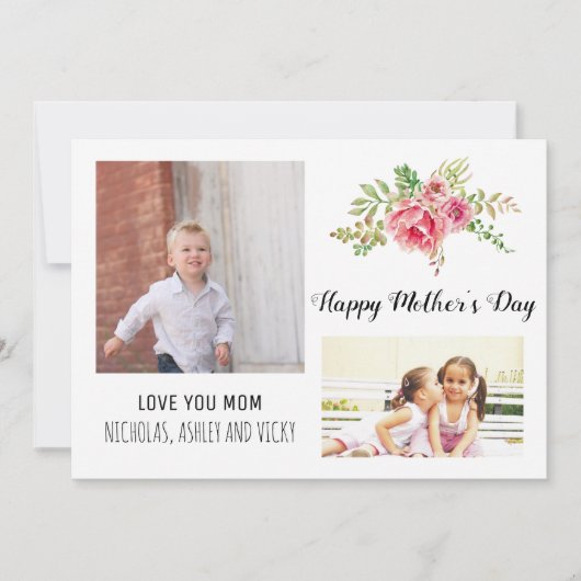 Moderne rosa Blume Mother's Day Blumenkohl Foto Karte (Vorderseite)