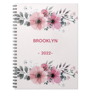 Moderne rosa Blume Notizblock