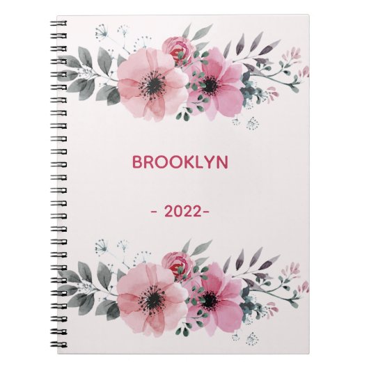 Moderne rosa Blume Notizblock (Vorderseite)