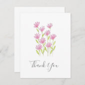 Moderne rosa Blume Pen und Aquarell Dankeskarte (Vorne/Hinten)