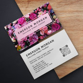 Moderne rosa Blume QR Code Florist Visitenkarte