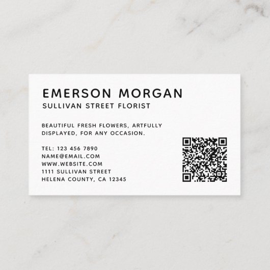 Moderne rosa Blume QR Code Florist Visitenkarte (Rückseite)