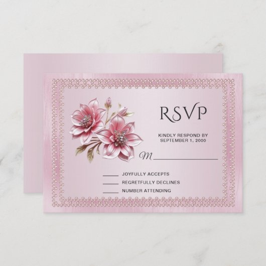 Moderne rosa Blume RSVP-Karte RSVP Karte (Vorne/Hinten)