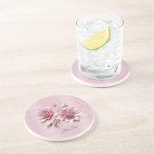 Moderne rosa Blume Sandstone Untersetzer (Seite)