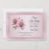 Moderne rosa Blume Save the Date Karte (Vorderseite)