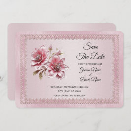 Moderne rosa Blume Save the Date Karte