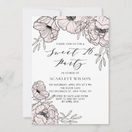 Moderne Rosa Blume Sweet 16 Party Einladungen