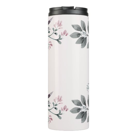 Moderne rosa Blume Thermosbecher (Rückseite)