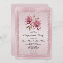 Moderne rosa Blume Verlobung Einladung