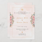 Moderne rosa Blume zum Hochzeitsfeiern Einladung (Vorne/Hinten)