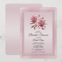 Moderne rosa Blumen Brautparty-Einladung