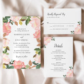 Moderne Rosa Blumen Elegante Hochzeit Einladung