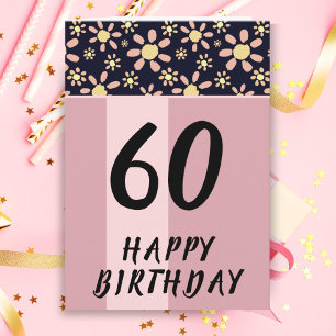 Moderne rosa Blumen Floral Frau 60. Geburtstag Karte