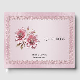 Moderne rosa Blumen Gästebuch