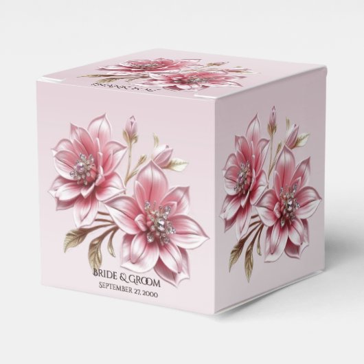 Moderne rosa Blumen Geschenkbox Geschenkschachtel (Vorderseite)
