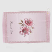 Moderne rosa Blumen Golfhandtuch (Horizontal)