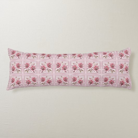 Moderne rosa Blumen Körperkissen (Vorderseite)