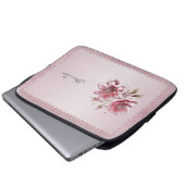 Moderne rosa Blumen Laptop-Hülle Laptopschutzhülle (Vorne Knopf)