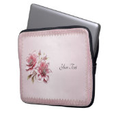 Moderne rosa Blumen Laptop-Hülle Laptopschutzhülle (Vorderseite Links)