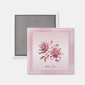 Moderne rosa Blumen Magnet (Vorderseite/Rückseite)